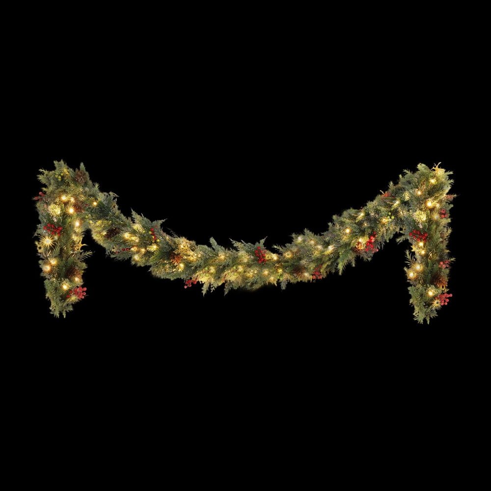 Jingle Jollys 3M Christmas Garland Pre - lit LED with Pine Cones Xmas Decor Green