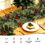 Jingle Jollys 3M Christmas Garland Pre - lit LED with Pine Cones Xmas Decor Green