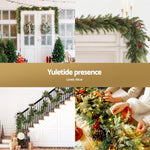 Jingle Jollys 3M Christmas Garland Pre - lit LED with Pine Cones Xmas Decor Green