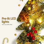 Jingle Jollys 3M Christmas Garland Pre - lit LED with Pine Cones Xmas Decor Green