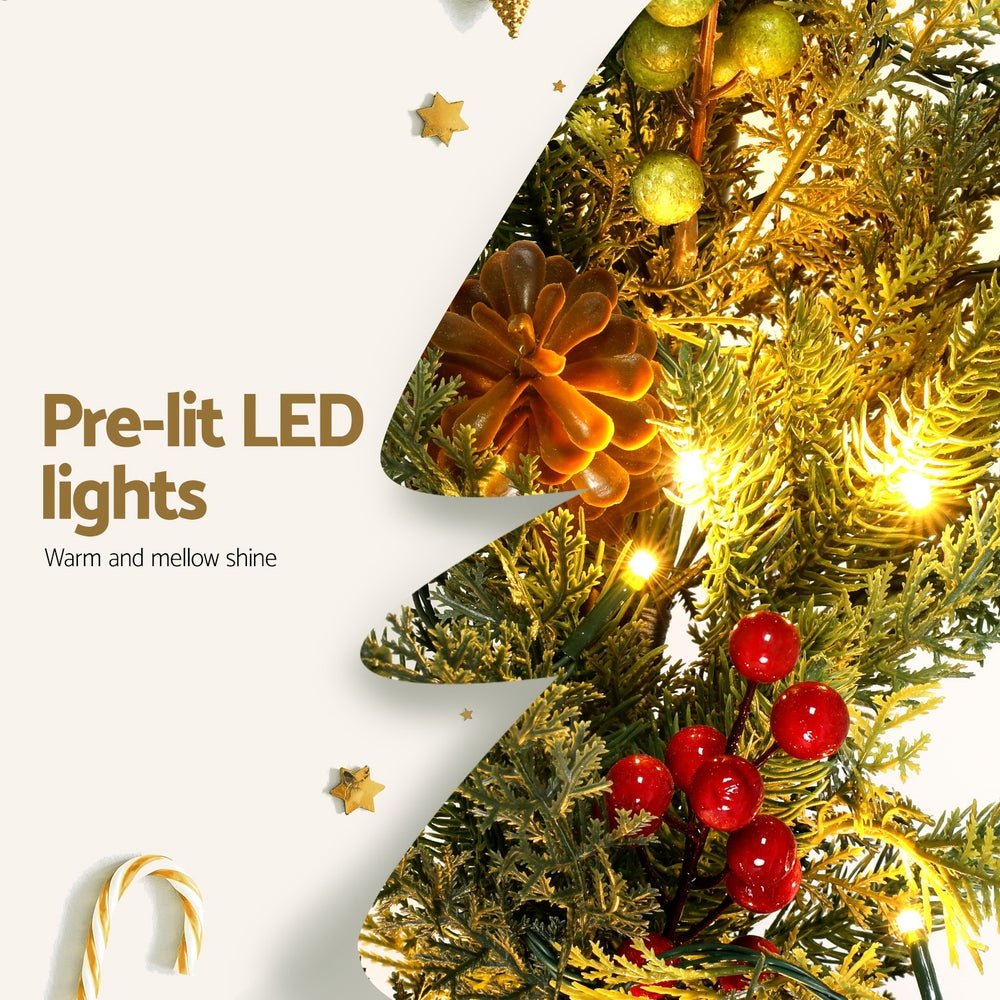 Jingle Jollys 3M Christmas Garland Pre - lit LED with Pine Cones Xmas Decor Green