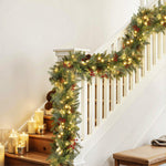 Jingle Jollys 3M Christmas Garland Pre - lit LED with Pine Cones Xmas Decor Green