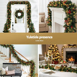 Jingle Jollys 1.8M Christmas Garland Pre - lit LED Pine Cones Berries Xmas Decor