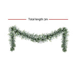Jingle Jollys 3M Christmas Garland Pre - lit LED Lights Snow Frosted Tips Decor