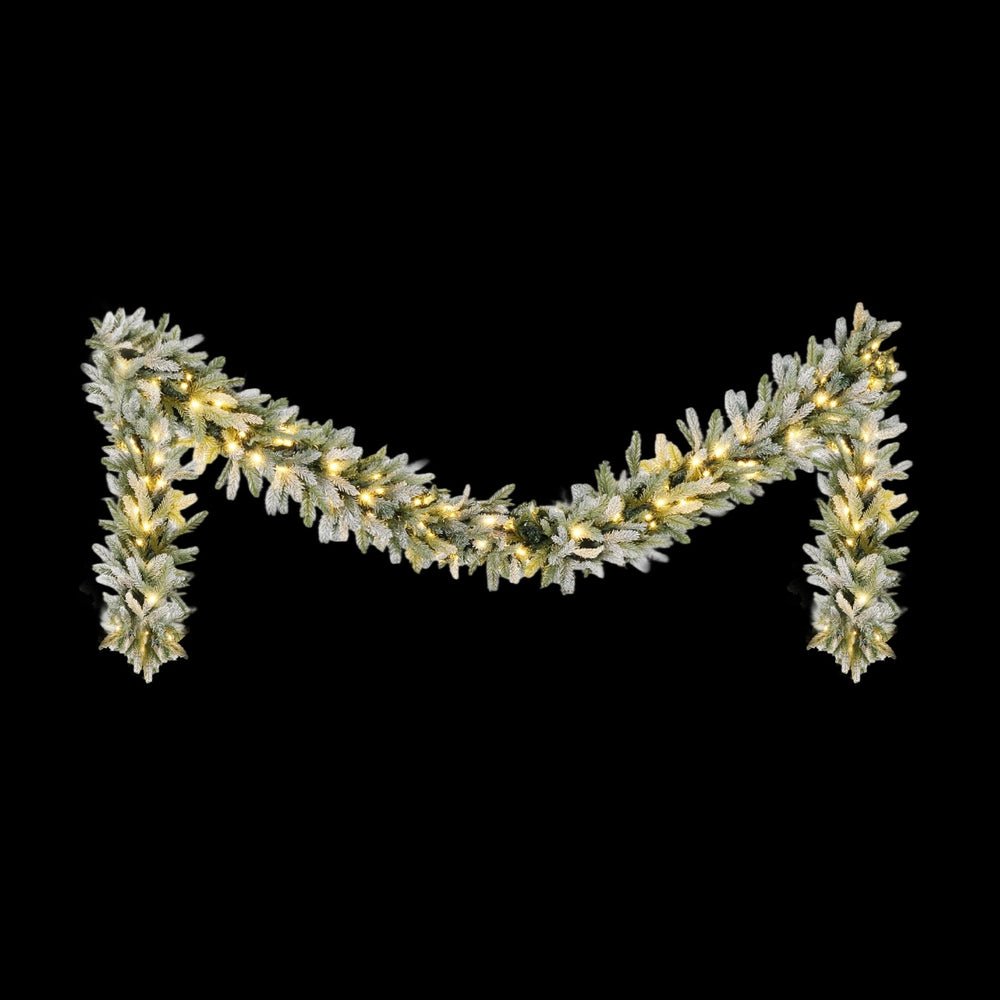Jingle Jollys 3M Christmas Garland Pre - lit LED Lights Snow Frosted Tips Decor