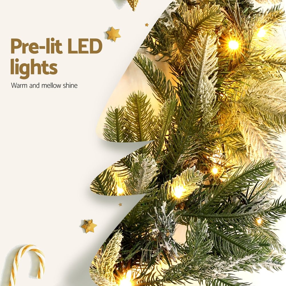 Jingle Jollys 3M Christmas Garland Pre - lit LED Lights Snow Frosted Tips Decor