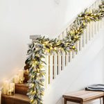 Jingle Jollys 3M Christmas Garland Pre - lit LED Lights Snow Frosted Tips Decor