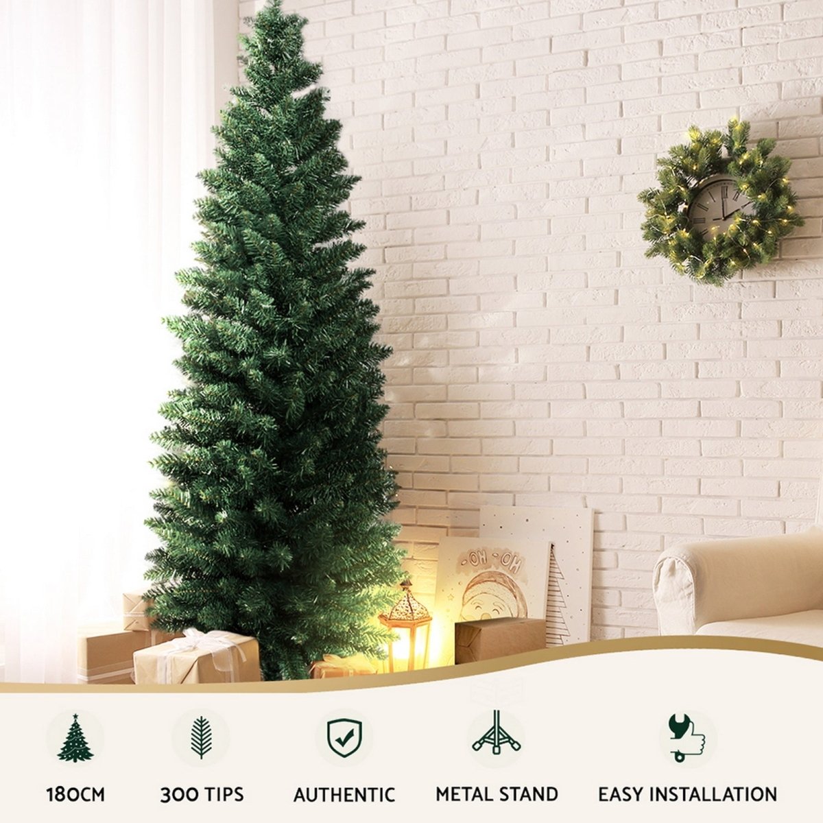 Jingle Jollys Christmas Tree 1.8m Xmas Tree Decorations Green 300 Tips