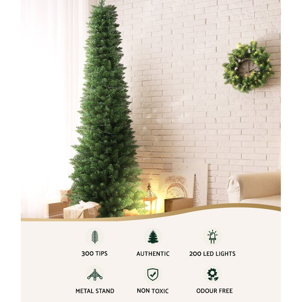 Jingle Jollys Christmas Tree 1.8m Pre - Lit 200 LED Lights Xmas Tree Decorations