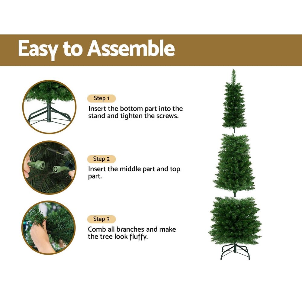 Jingle Jollys Christmas Tree 1.8m Pre - Lit 200 LED Lights Xmas Tree Decorations