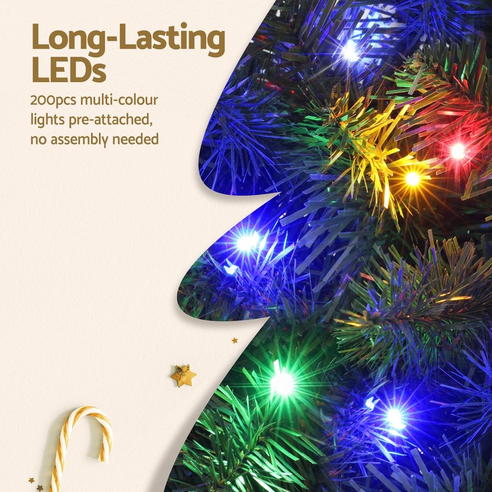 Jingle Jollys 1.8M Pre - lit Christmas Tree 8 Mode Multi Colour 200 LED Light Xmas