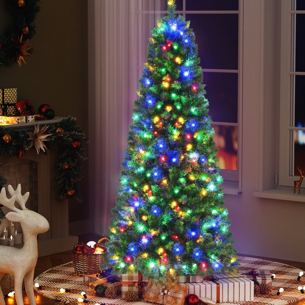 Jingle Jollys 1.8M Pre - lit Christmas Tree 8 Mode Multi Colour 200 LED Light Xmas