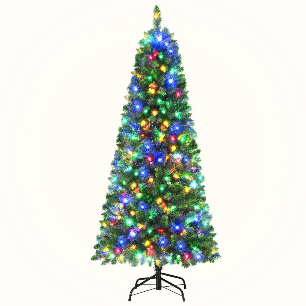 Jingle Jollys 1.8M Pre - lit Christmas Tree 8 Mode Multi Colour 200 LED Light Xmas