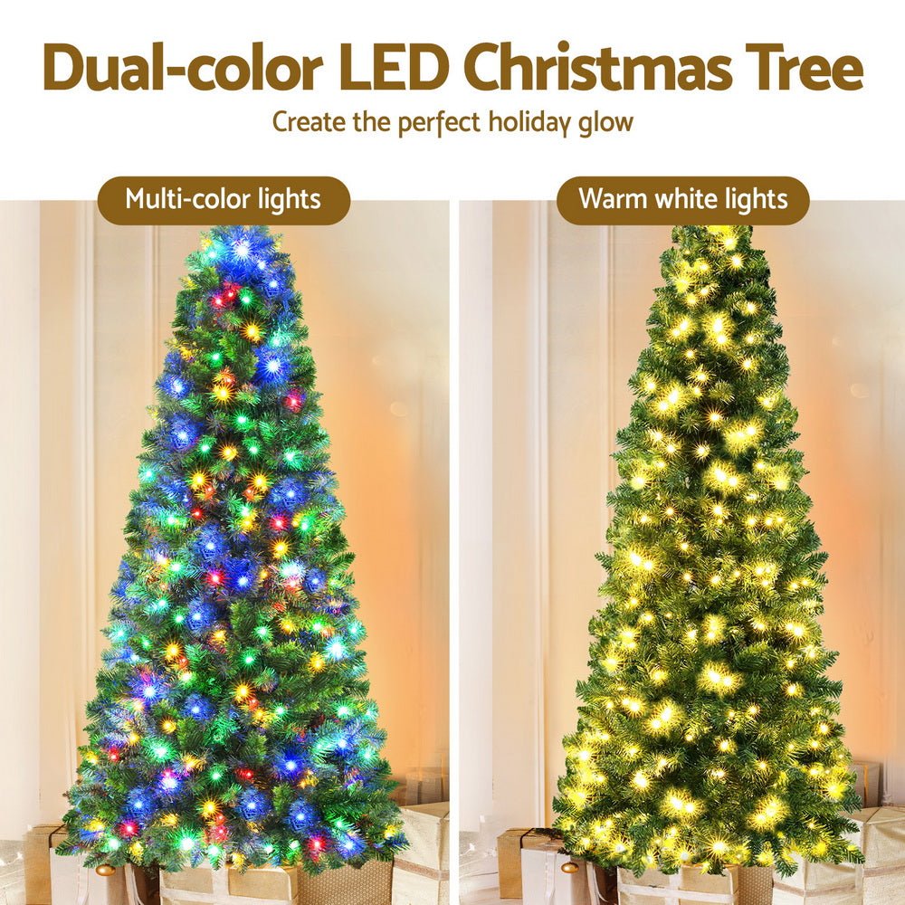 Jingle Jollys 1.8M Pre - lit Christmas Tree 8 Mode Multi Colour 200 LED Light Xmas