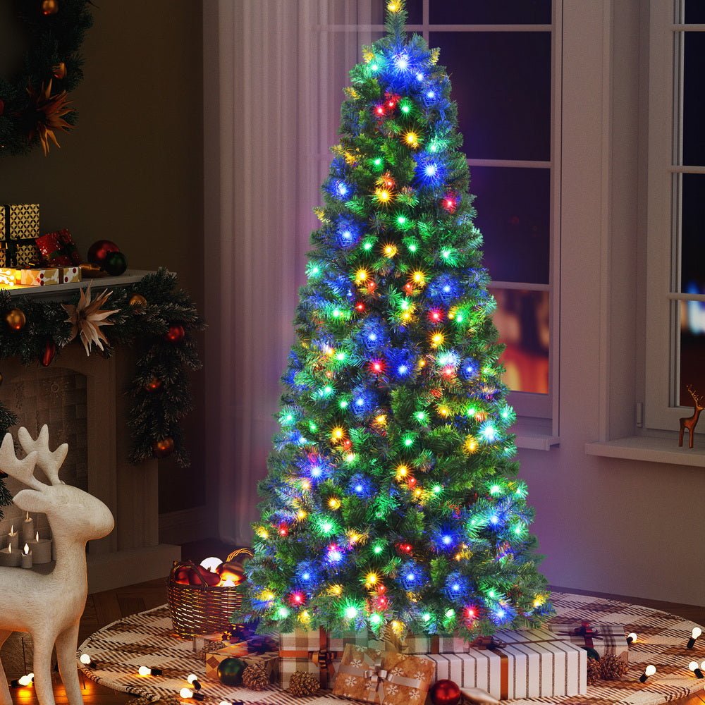 Jingle Jollys 1.8M Pre - lit Christmas Tree 8 Mode Multi Colour 200 LED Light Xmas