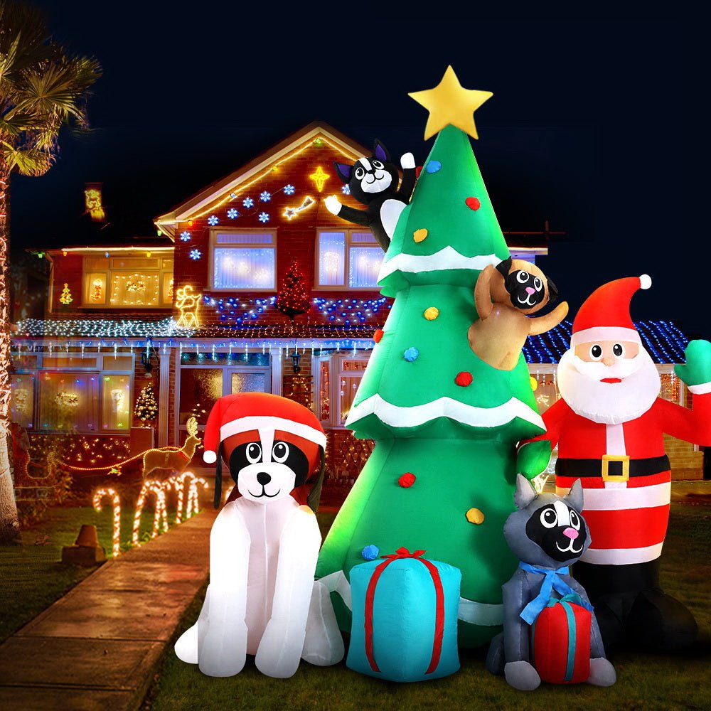 Jingle Jollys Christmas Inflatable Santa Tree 3M Illuminated Decorations