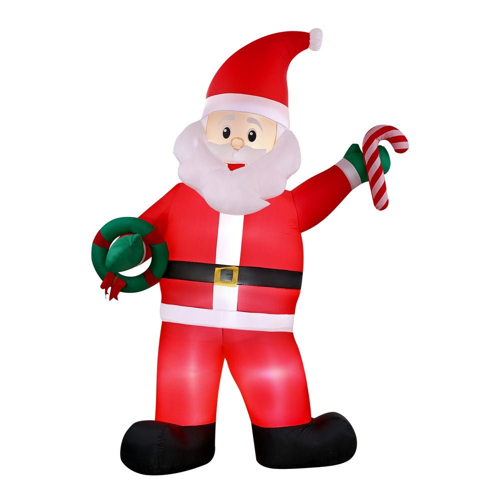Jingle Jollys Christmas Inflatable Giant Santa 3.8M Height LED Illuminated Decorations