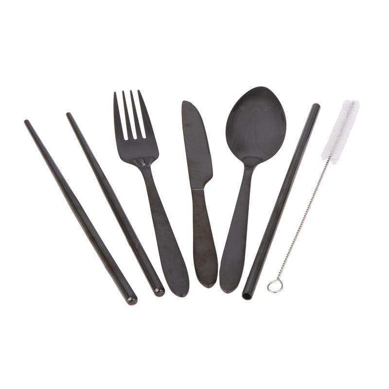 Appetito ? Stainless Steel Traveller?s Cutlery Set in Zippered Pouch Black - '9313492734300 Toy Chest Australia 1