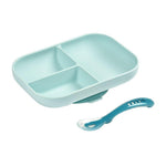 Beaba Silicone Suction Divided Plate & Spoon - Blue - '9356877163302 Toy Chest Australia 4