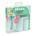 Beaba Silicone Suction Divided Plate & Spoon - Blue - '9356877163302 Toy Chest Australia 2