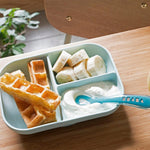 Beaba Silicone Suction Divided Plate & Spoon - Blue - '9356877163302 Toy Chest Australia 3