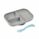 Beaba Silicone Suction Divided Plate & Spoon - Grey - '0812995016023 Toy Chest Australia 3