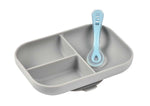 Beaba Silicone Suction Divided Plate & Spoon - Grey - '0812995016023 Toy Chest Australia 1