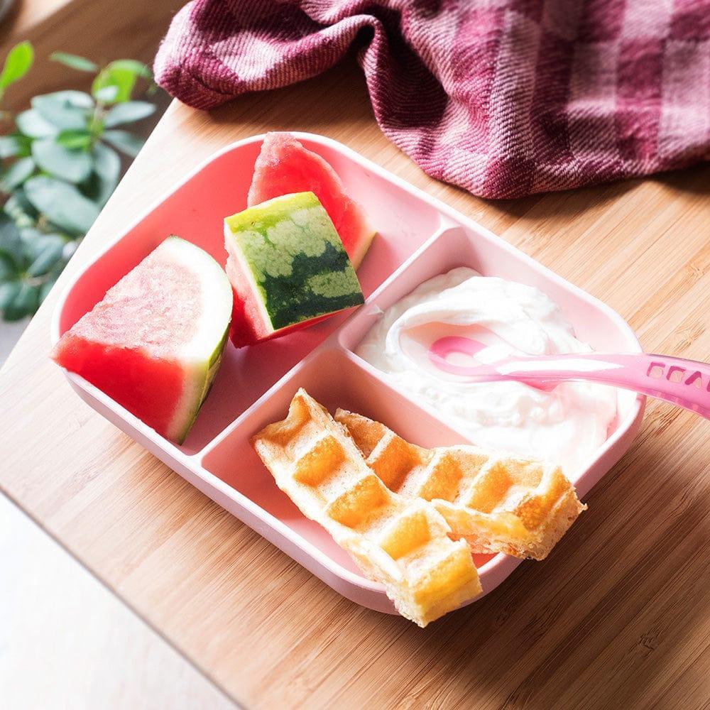 Beaba Silicone Suction Divided Plate & Spoon - Pink - '0812995013930 Toy Chest Australia 3
