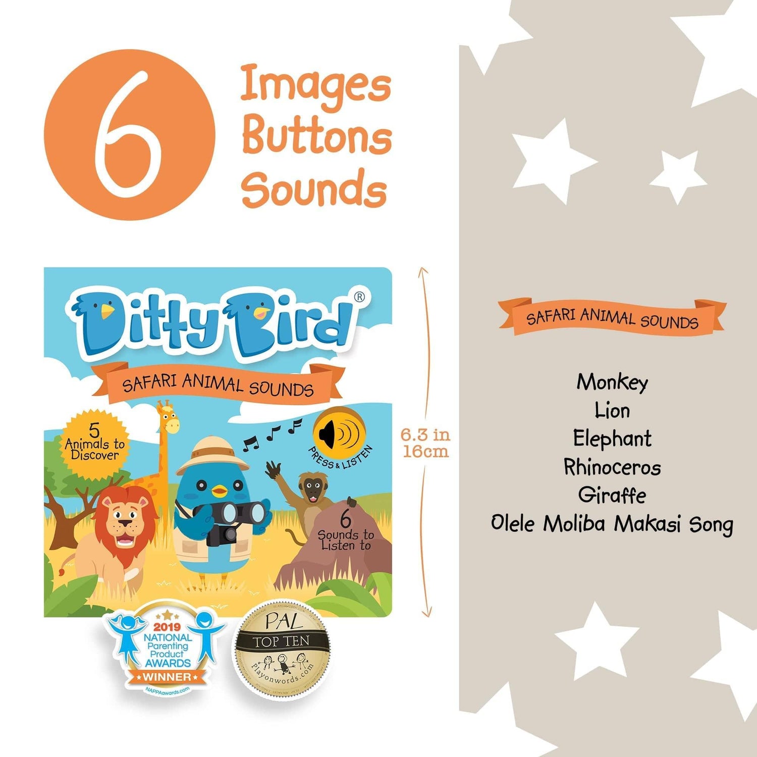 Ditty Bird - Safari Animal Sounds - '9780648268536 Toy Chest Australia 1