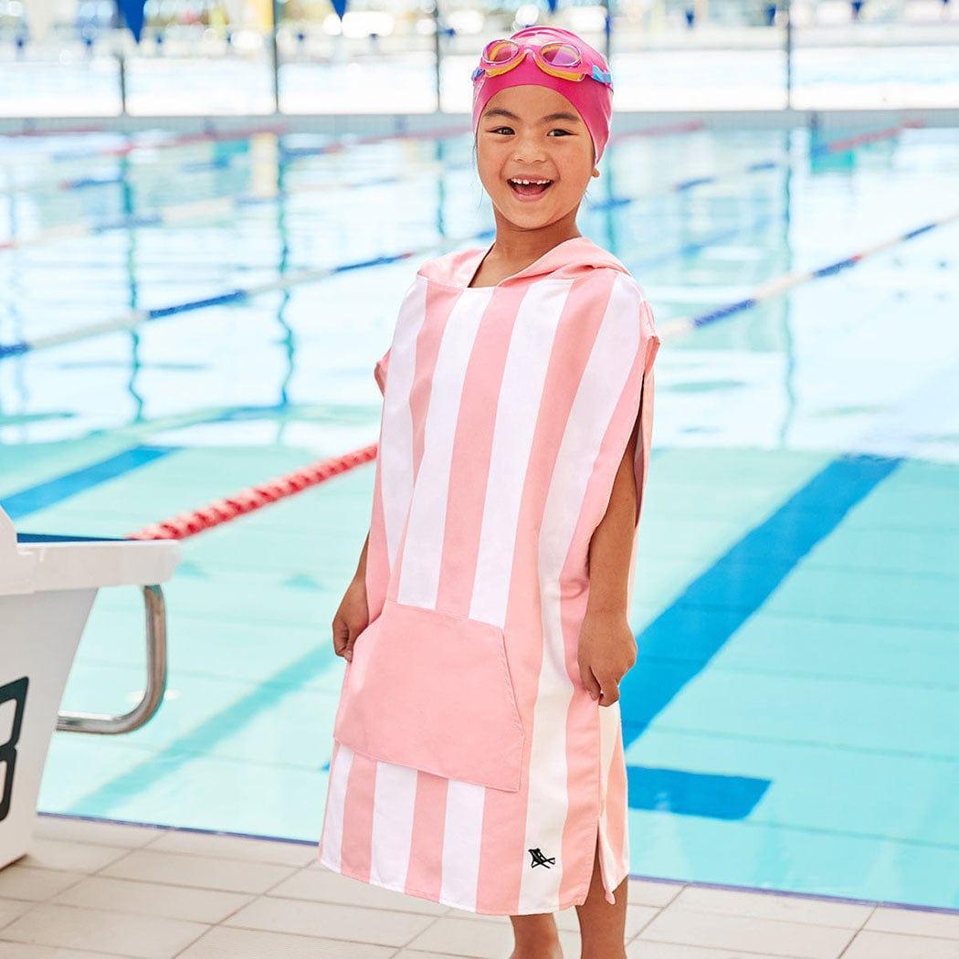 Dock & Bay KIDS Poncho Hooded Towel - Mini Cabana Collection - Malibu Pink M (7 - 10yrs) - '5060668837467 Toy Chest Australia 1