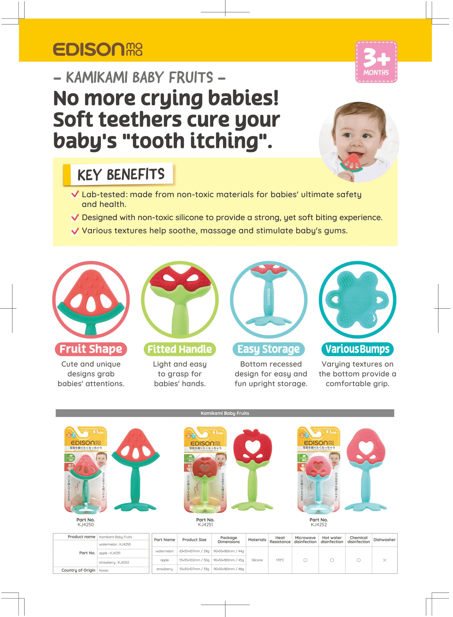 EDISON mama Kamikami Baby Teether Apple - '4544742901240 Toy Chest Australia 3