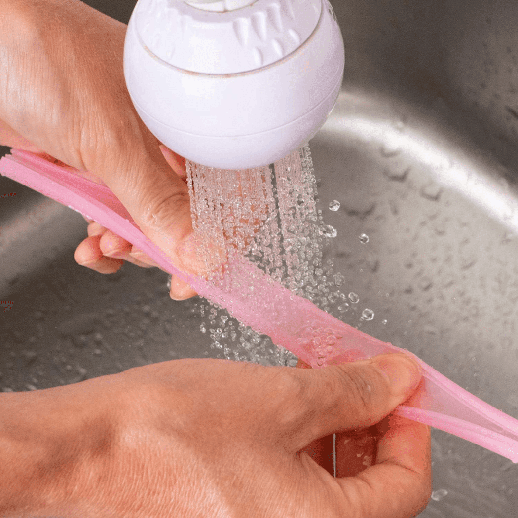 EDISON mama Resealable Silicone Zipper Straw Pink/Yellow - '4544742993801 Toy Chest Australia 3