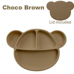 Grosmimi Bear Silicone Suction Food Plate with Silicone Lid Chocolate Brown - '8809466586019 Toy Chest Australia 6