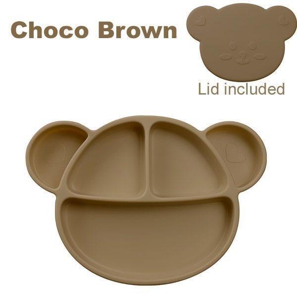 Grosmimi Bear Silicone Suction Food Plate with Silicone Lid Oatmeal - '8809466585999 Toy Chest Australia 6