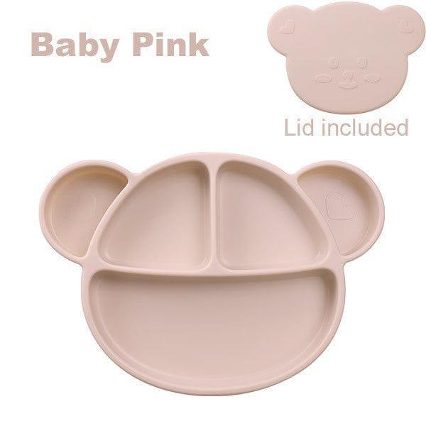 Grosmimi Bear Silicone Suction Food Plate with Silicone Lid Oatmeal - '8809466585999 Toy Chest Australia 7