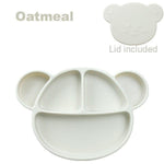 Grosmimi Bear Silicone Suction Food Plate with Silicone Lid Oatmeal - '8809466585999 Toy Chest Australia 8