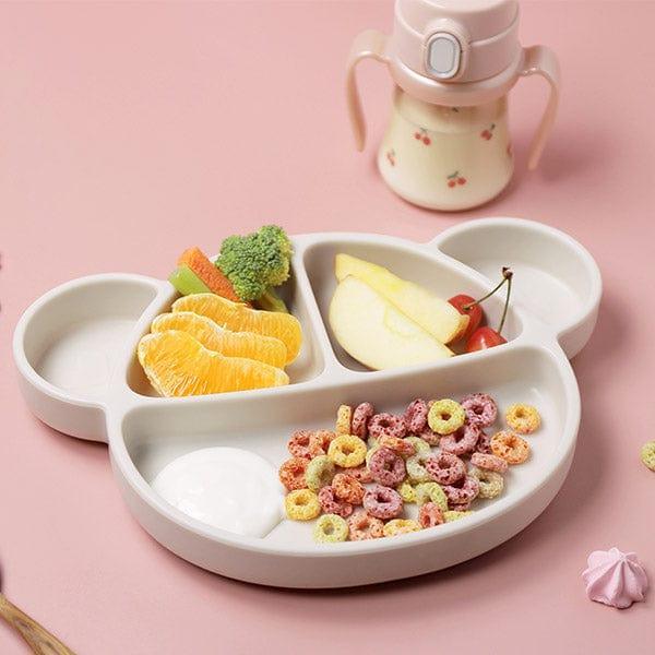 Grosmimi Bear Silicone Suction Food Plate with Silicone Lid Vanilla - '8809466586026 Toy Chest Australia 1