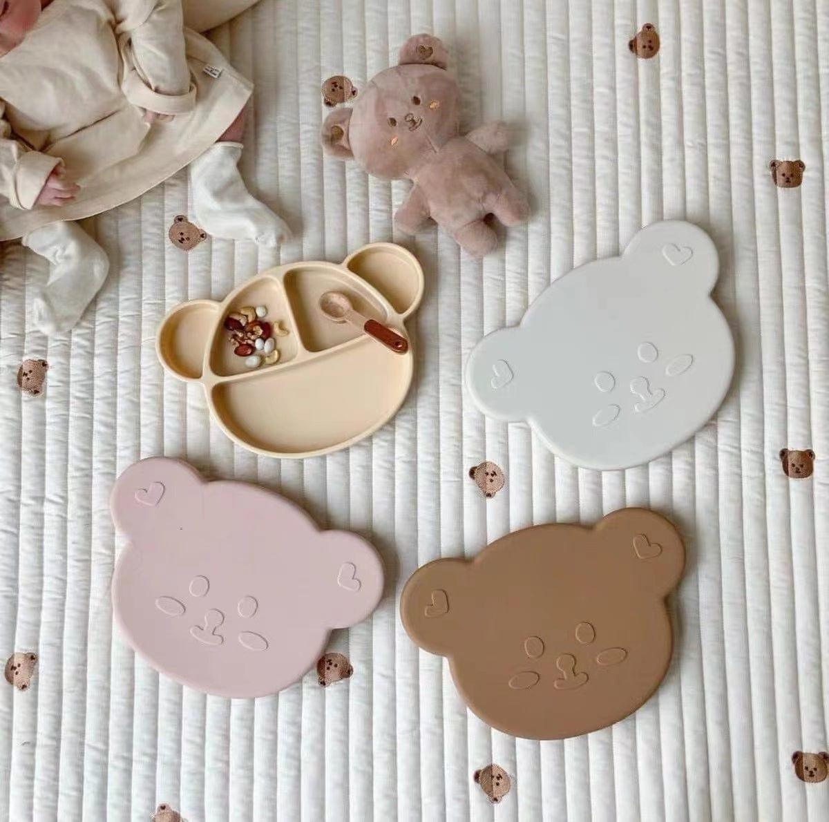 Grosmimi Bear Silicone Suction Food Plate with Silicone Lid Chocolate Brown - '8809466586019 Toy Chest Australia 4