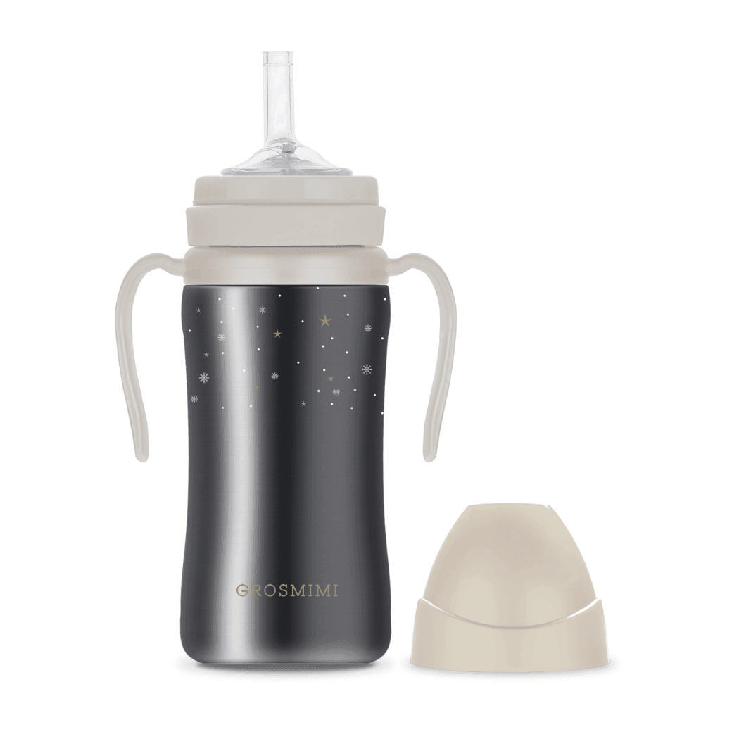 Grosmimi Dark Stainless Straw Cup 300ml Cream Beige - '8809466585364 Toy Chest Australia 8