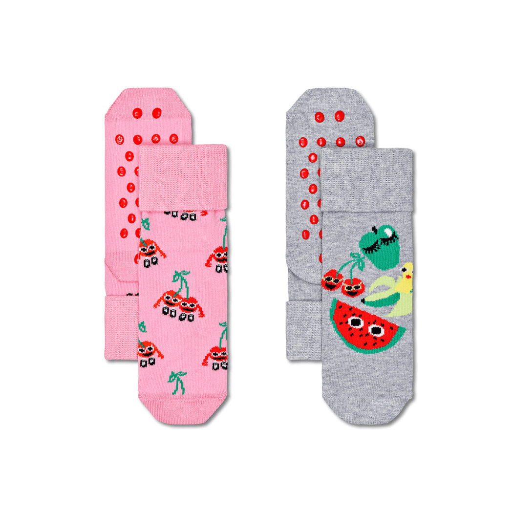 Happy Socks Kids Anti Slip Fruit Mix 2 - Pack 2 - 3Yrs - '7333102473131 Toy Chest Australia 1