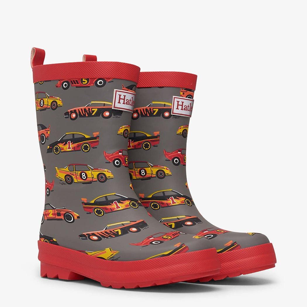 HATLEY Shiny Kids Rain Boots | Classic Race Cars size 4 - '0671374466893 Toy Chest Australia 2