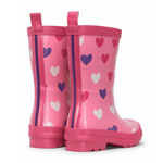 HATLEY Shiny Kids Rain Boots | Scattered Hearts size 8 - '0671374541552 Toy Chest Australia 1