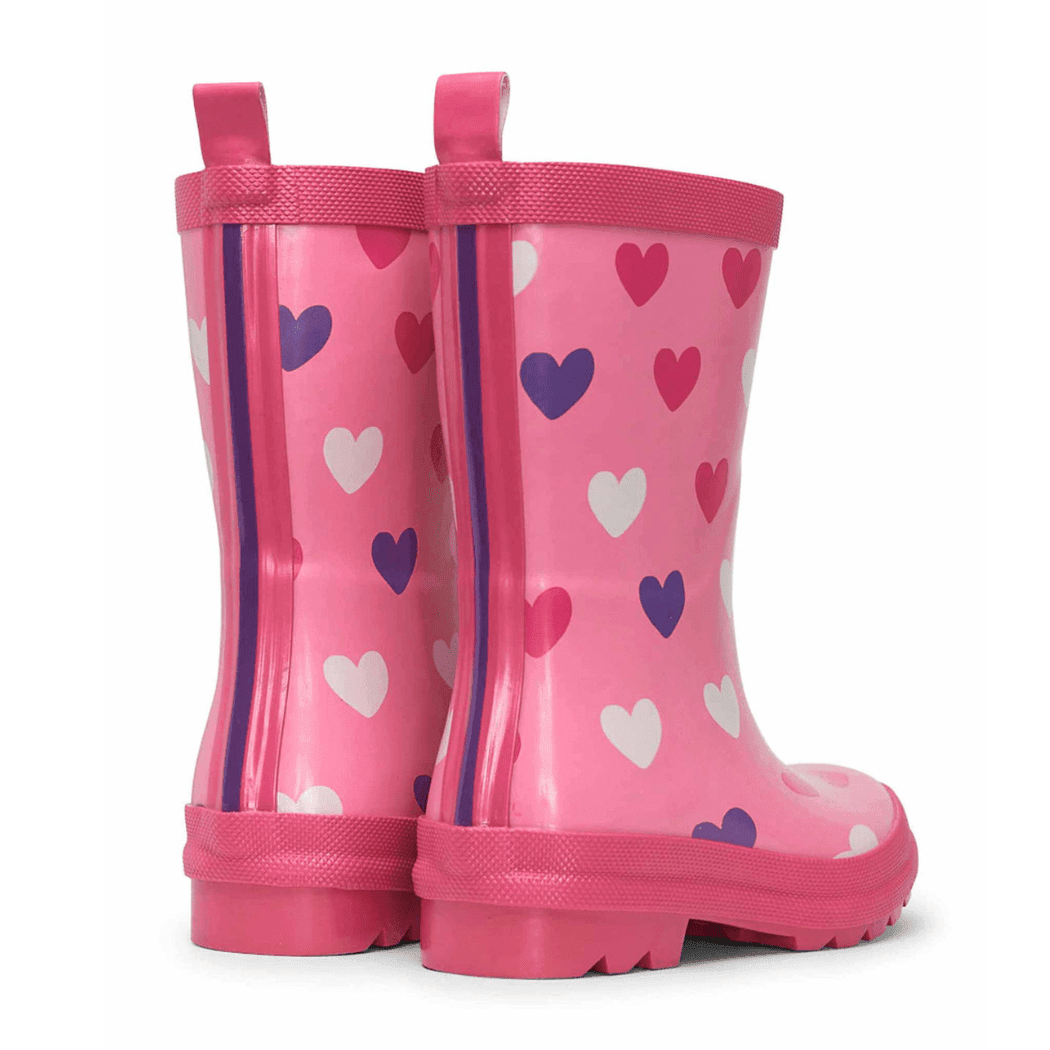 HATLEY Shiny Kids Rain Boots | Scattered Hearts size 8 - '0671374541552 Toy Chest Australia 1