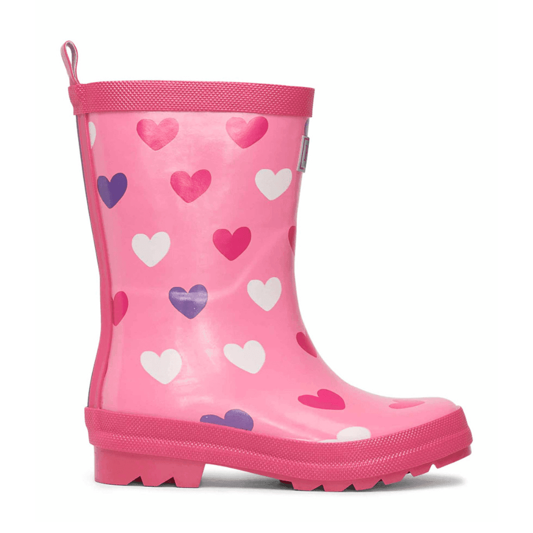 HATLEY Shiny Kids Rain Boots | Scattered Hearts size 8 - '0671374541552 Toy Chest Australia 2