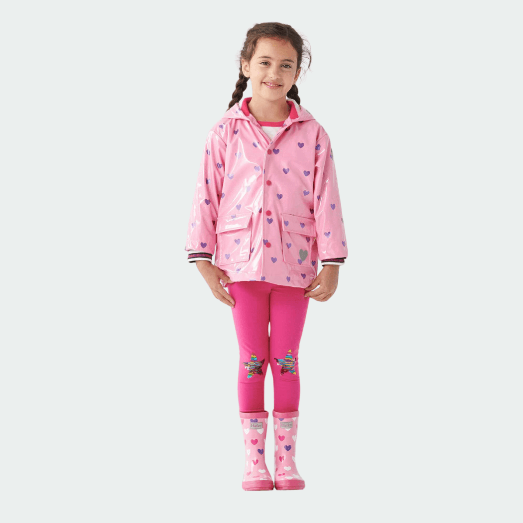 HATLEY Shiny Kids Rain Boots | Scattered Hearts size 8 - '0671374541552 Toy Chest Australia 3