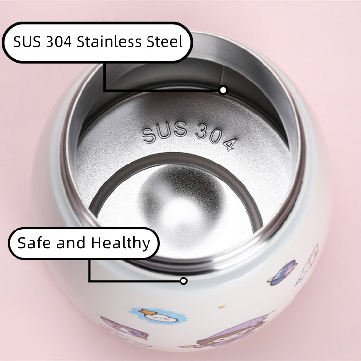 Toy Chest Australia SUS 304 stainless steel insulated kids bottle with interior view and cartoon exterior