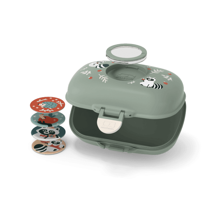 Monbento Gram Snack Box - Green Raccoon Green Raccoon - '5715235005762 Toy Chest Australia 3
