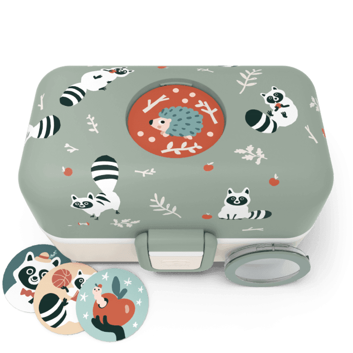 Monbento Tresor Graphic Kids's Bento Box - Green Raccoon Green Raccoon - '5715235019455 Toy Chest Australia 3