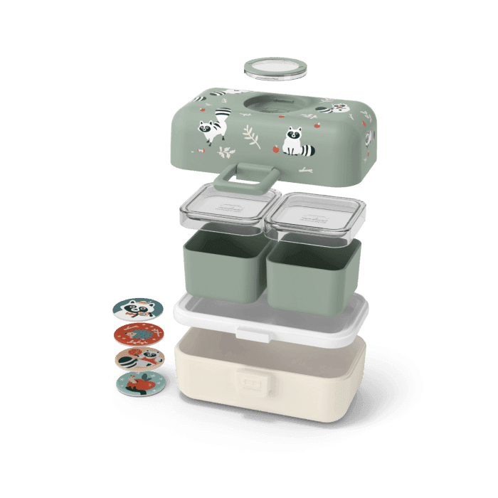 Monbento Tresor Graphic Kids's Bento Box - Green Raccoon Green Raccoon - '5715235019455 Toy Chest Australia 4