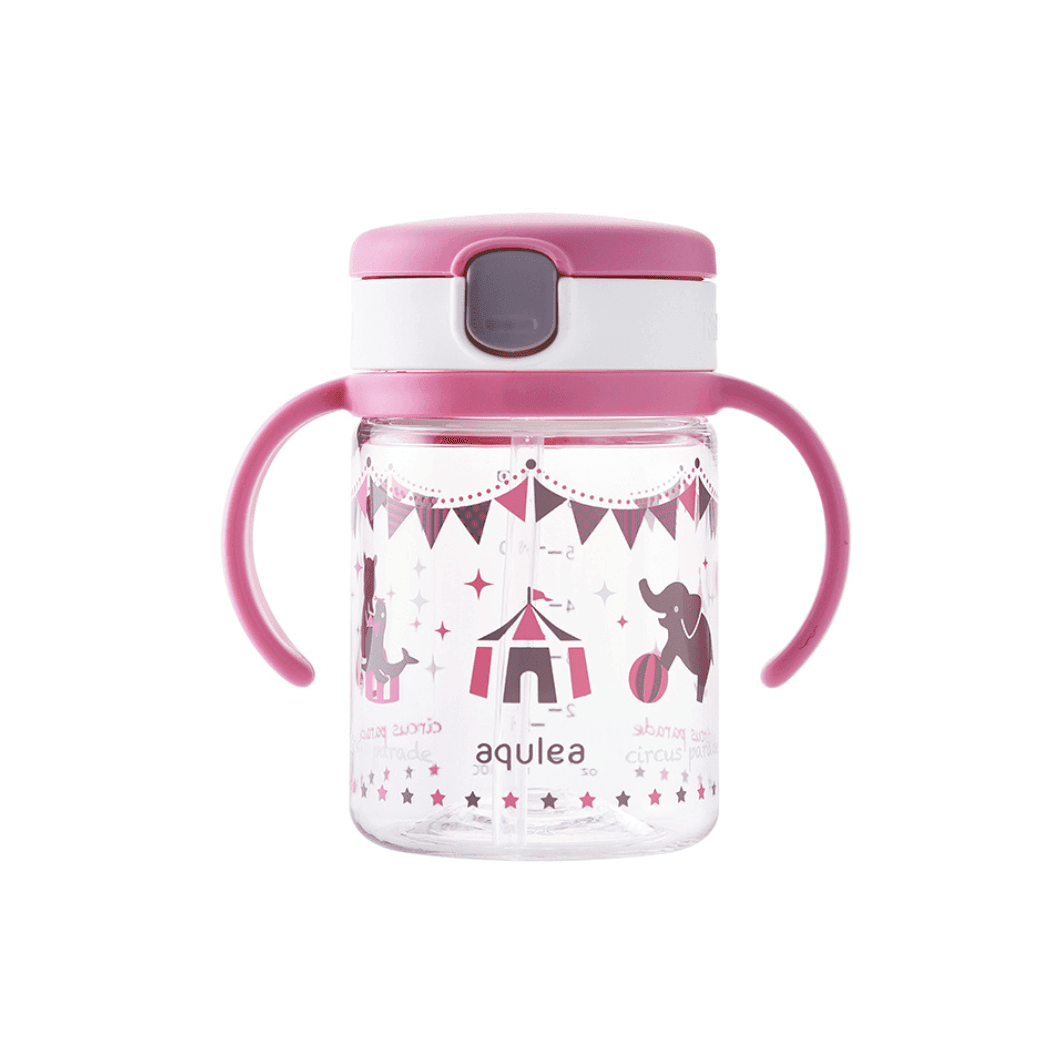 Richell - Aqulea Clear Straw Bottle Mug 200ml Pink Circus - '4973655220146 Toy Chest Australia 4